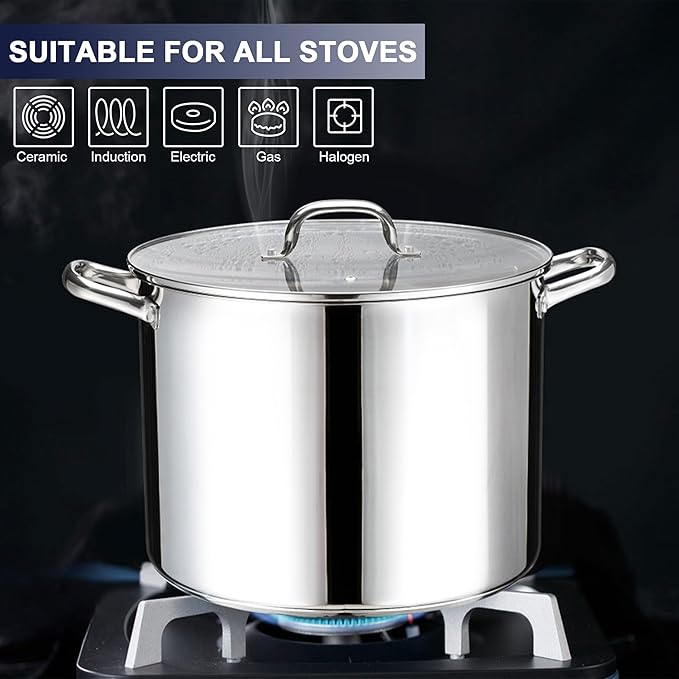 14 QT Stainless Steel Large Stock Pot, LIANYU Heavy Stockpot - Image 4