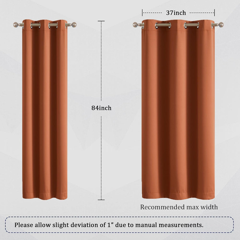 DUALIFE Blackout Curtains 84 Inch Length Thermal Insulated Dark Orange Room D...