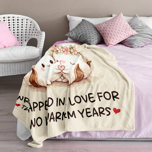 2 Year Anniversary Blanket Gifts for Him Her, 2nd Cotton Anniversary Wedding Gift for Women Men, 2 Years of Marriage Present for Couple Husband Wife, Happy Two Year Anniversary Blanket 60"X50"