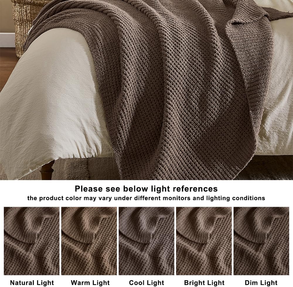 WDCOZY Taupe Waffle Throw Blanket for Couch Bed, Reversible Super Soft Plush ...