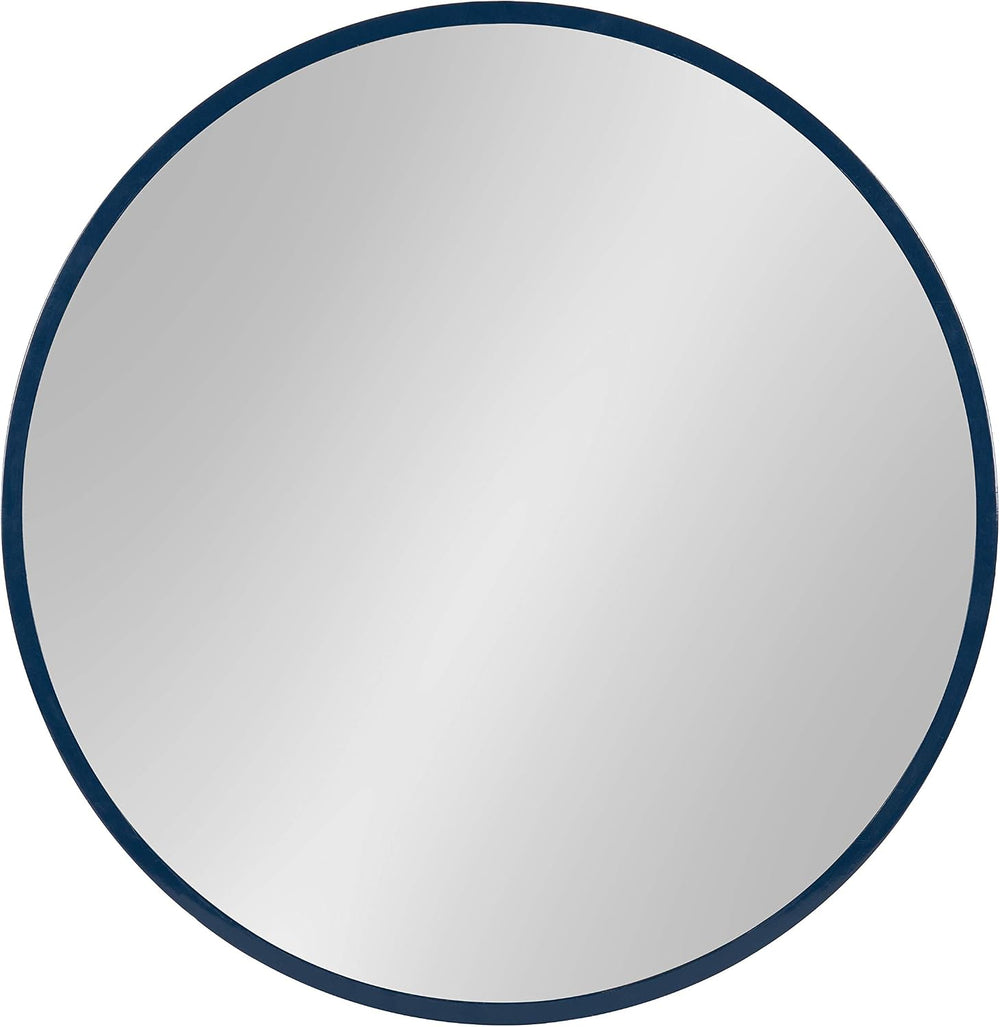 Kate and Laurel Travis Round Wood Wall Mirror, 21.6" Diameter, Navy Blue...