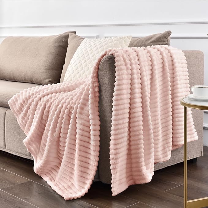 BEDELITE Fleece Blanket Twin Size – 3D Ribbed Jacquard Soft and Warm Decorative - Image 7