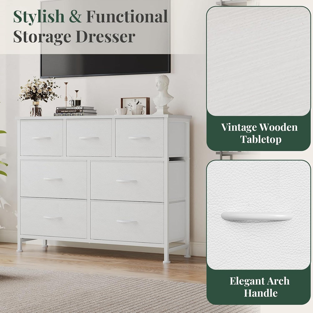 Fabric Dresser for Bedroom with 7 Drawers, Chest of Drawers