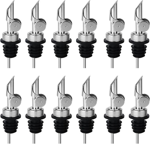 12PCS Weighted Liquor Bottle Pourers, Auto Flip Olive Oil Spout, Stainless by BALTRE