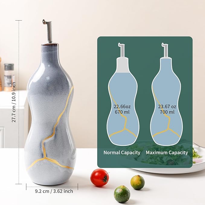 BosilunLife Ceramic Olive Oil Dispenser Bottle, 14 Oz Oil Cruet - Image 3
