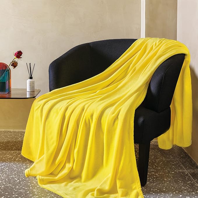 JIAHANNHA Fleece Blanket Twin Size Yellow 60 by 80 Inches Throw Blankets by JIAHANNHA