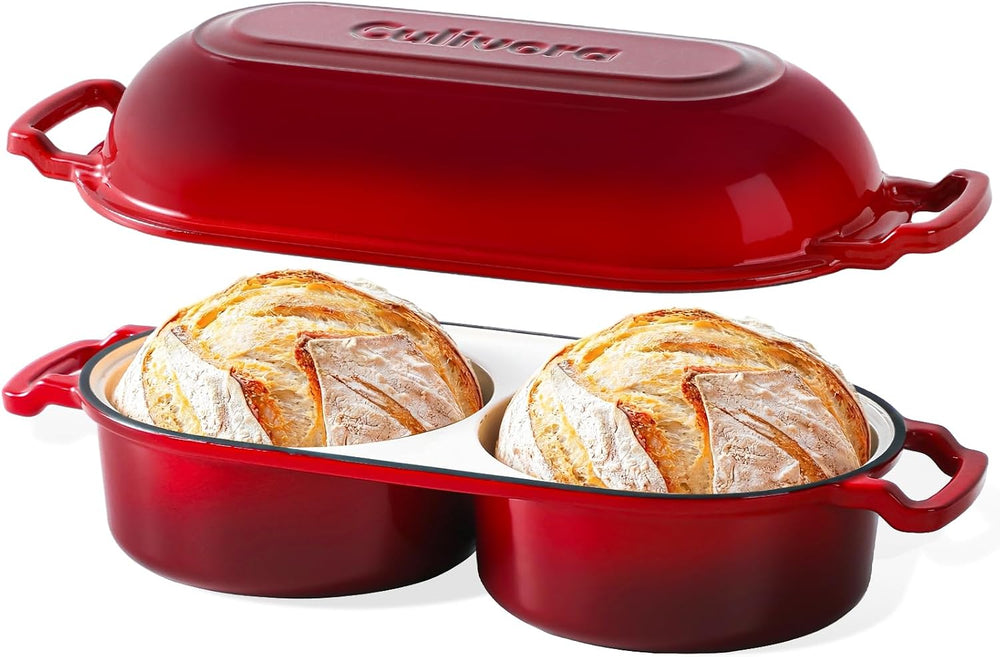 Cast Iron Bread Pan with Lid, Mini Enamel Sourdough Baking Dutch Oven Pot