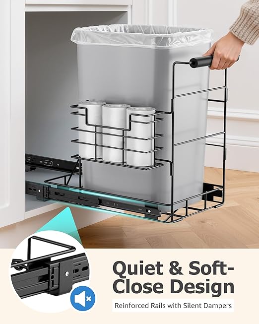 Bulado Pull Out Trash Can Under Cabinet, Under Sink Trash Can Kit
