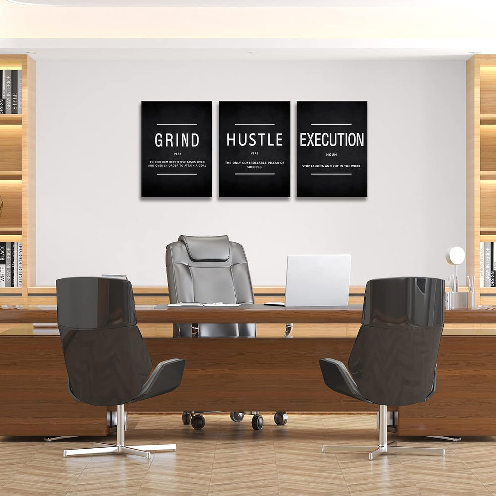 BWSPACE Motivational Wall Decor Grind Hustle Execution Wall Art Office Wall D...