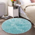 Latepis Large Faux Fur Rug Light Blue Round Rug s6.7ft Circle Fuzzy Plush Rugs by Latepis