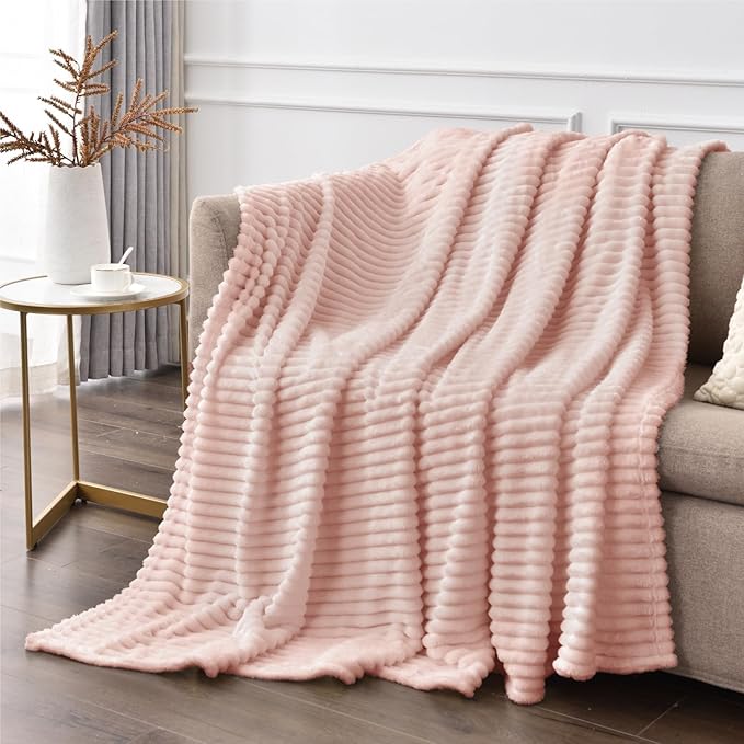 BEDELITE Fleece Blanket Twin Size – 3D Ribbed Jacquard Soft and Warm Decorative - Image 4