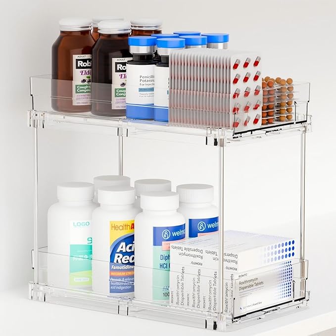 Yieach 2 Tier Pull Out Cabinet Organizer and Medicine Cabinet Storage by Yieach