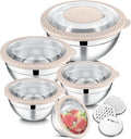 E-far Mixing Bowls Set of 5, Stainless Steel Salad Mixing Bowl by E-far