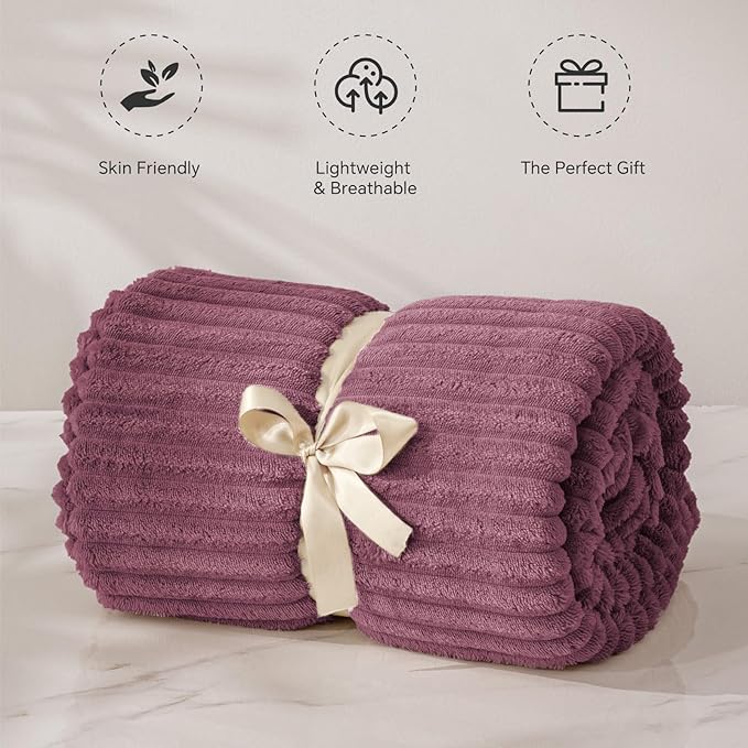 BEDELITE Fleece Throw Blanket for Couch – 3D Ribbed Jacquard Soft and Warm - Image 4