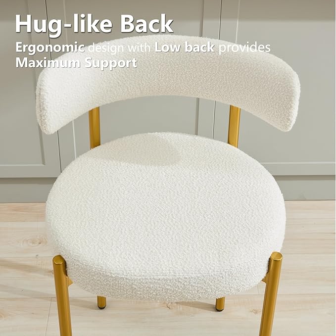 Boucle Dining Chairs Set of 6, Mid Century Modern Dining Room Chairs with Bar...