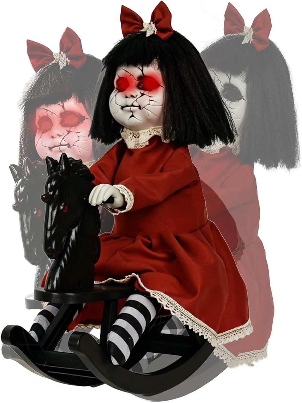 Hourleey Halloween Animatronics Decorations, Sound Activated Girl Doll on Roc...