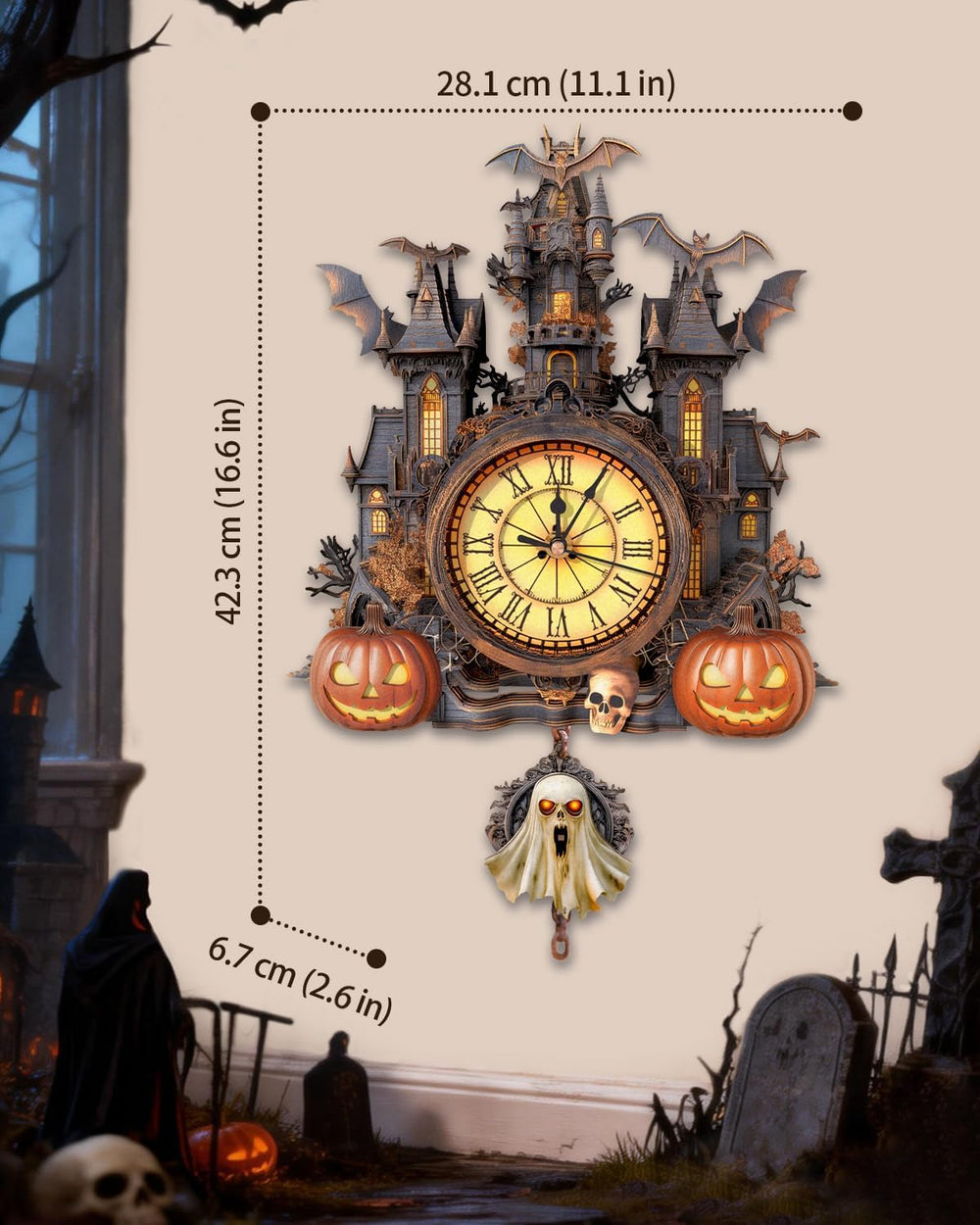 3D Puzzles for Adults, Halloween Cottage Clock 3D DIY Model Kit