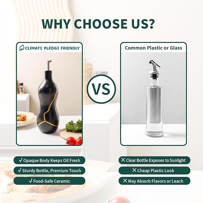 BosilunLife Ceramic Olive Oil Dispenser Bottle, 14 Oz Oil Cruet - Image 5