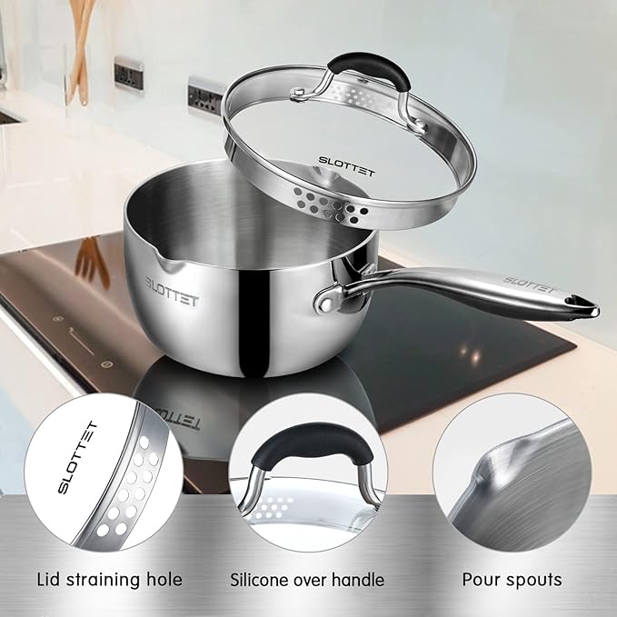 SLOTTET Tri-Ply Whole-Clad Stainless Steel Sauce Pan - Image 4