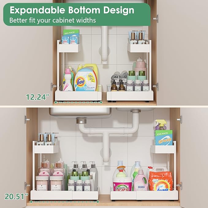 REALINN Expandable Under Sink Organizers and Storage, 2 Tier Under Cabinet - Image 2