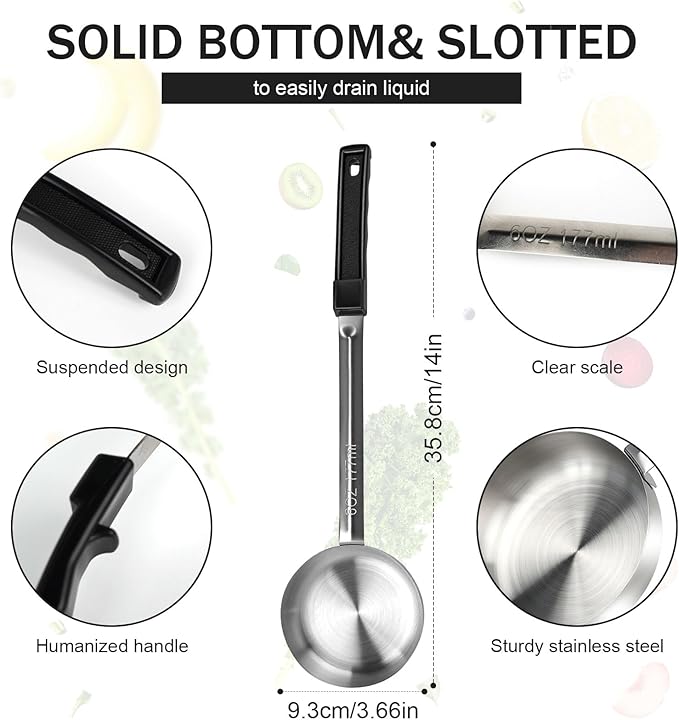 6 Ounce Solid Stainless Steel Portion Control Ladle Spoon - Image 2