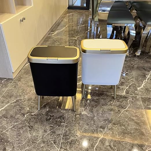 Procade Office Trash Can with Lid, Modern Narrow Garbage Can with Legs
