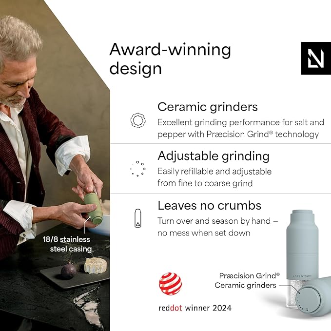 LARS NYSØM Salt and Pepper Grinder Set, Stainless Steel Manual Salt and Pepper - Image 2