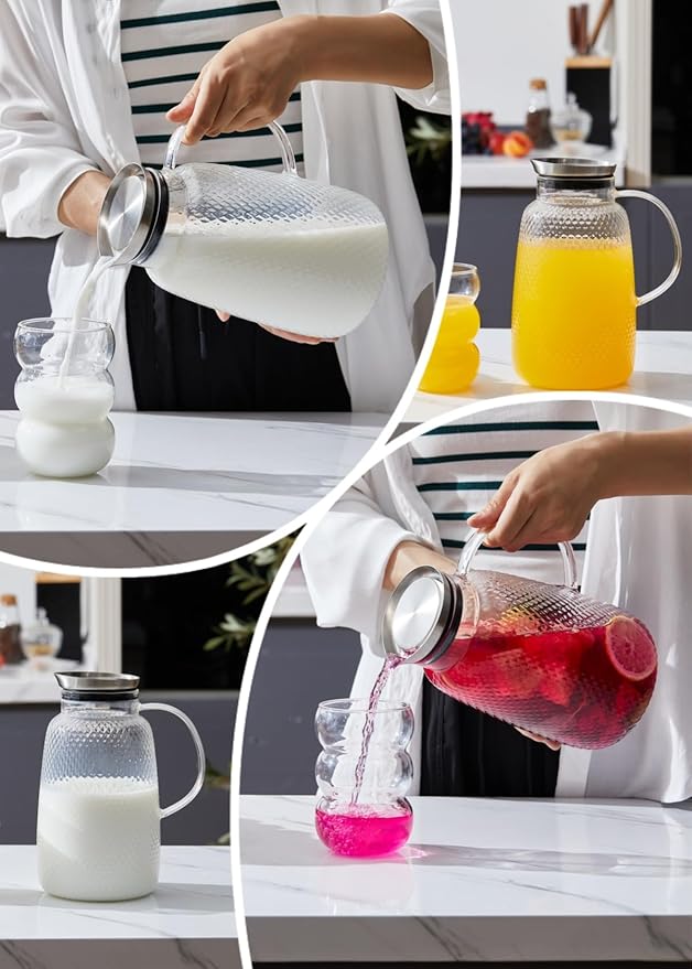 Purefold Pitcher with Lid, 78 oz Glass Jug with Stainless Steel Lid - Image 9