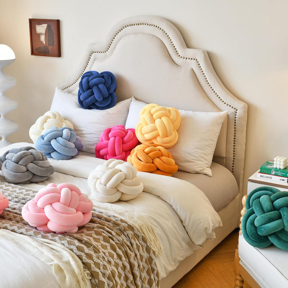 Knot Pillow Ball, 12" Decorative Throw Pillows for Couch Bed, Sage Green