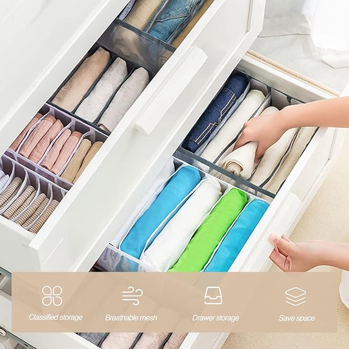 Wardrobe Clothes Organizer 7 Grids Portable Closet Organizer Mesh Separation - Image 3