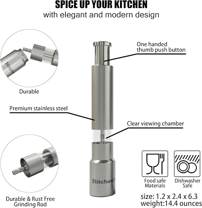 Modern Thumb Click Salt and Pepper Grinder - Image 3