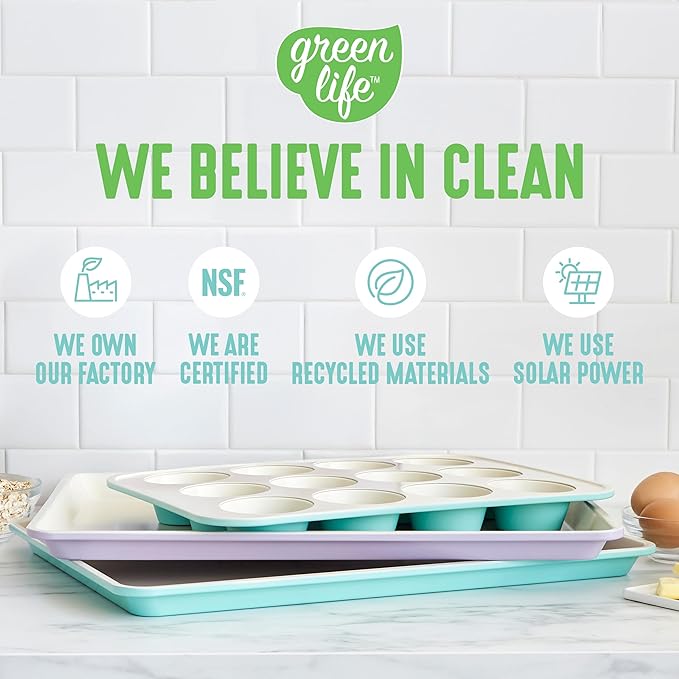 GreenLife 13" x 9" Quarter Sheet Baking Pans, 2 Piece Bakeware Set, PFAS-Free - Image 6