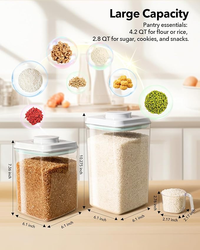 Ankou Food Storage Container Sets, 2.8 Qt + 4.2 Qt *2 Airtight Canisters - Image 6