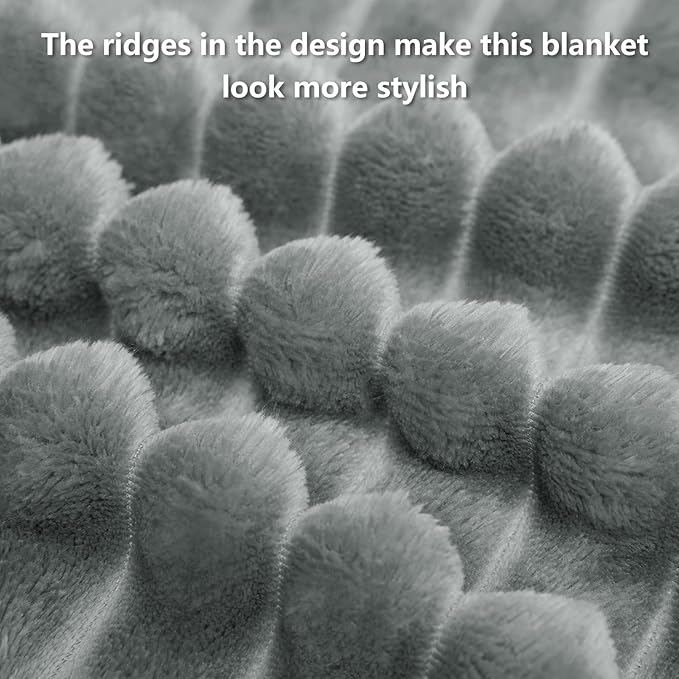 HIMEET Grey Ribbed Twin Blanket - Image 8