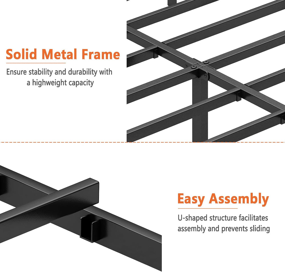 DIIYIV Full Metal Bed Frame,Steel Slat Support,Noise Free,Easy Assembly