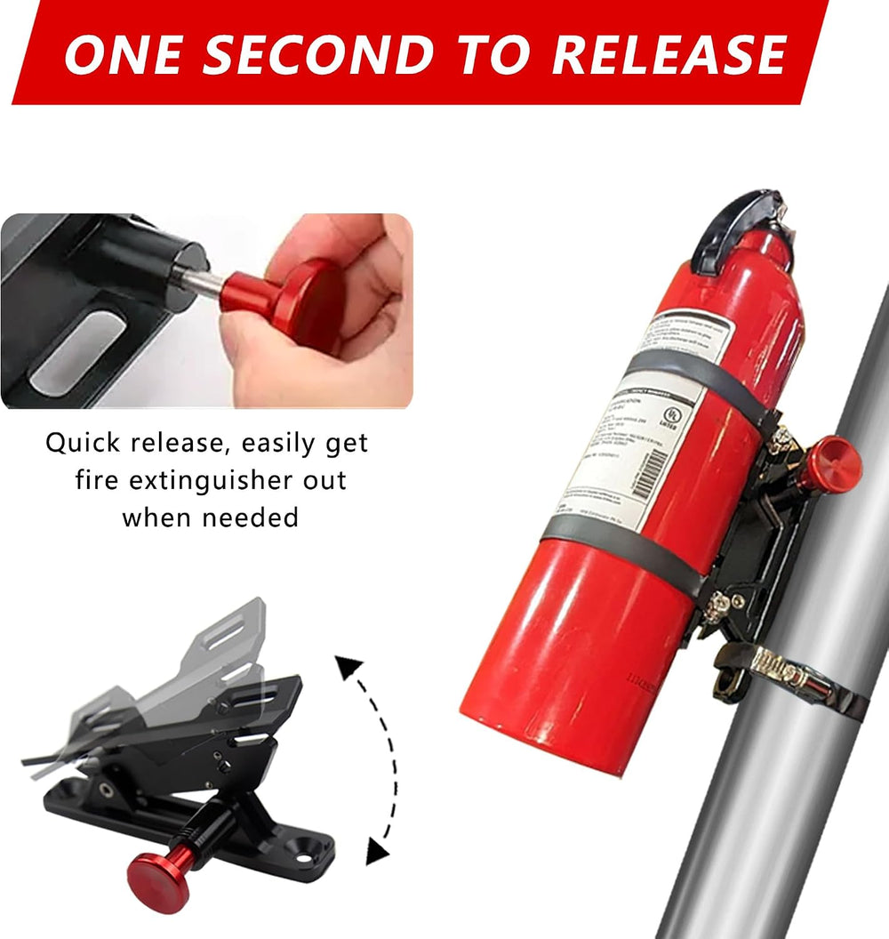 Quick Release Fire Extinguisher Mount - Aluminum Adjustable UTV Roll Bar Fire...