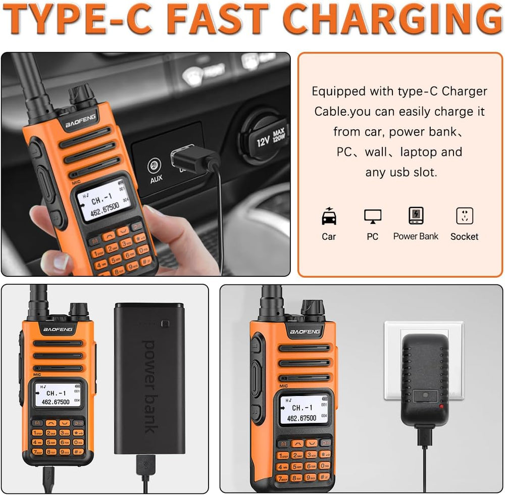 BAOFENG GMRS Handheld Radio GM-15 Pro 8W Rechargeable Long Range Walkie Talki...