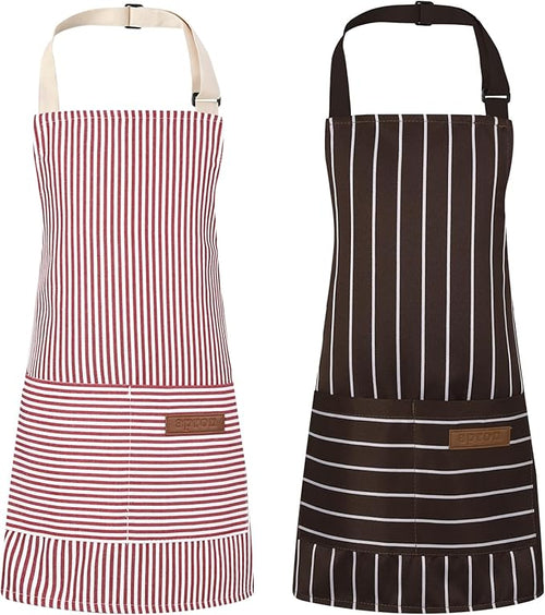 2 Pack Stripes Kids Apron, Kids Cooking Aprons by XLSXEXCL