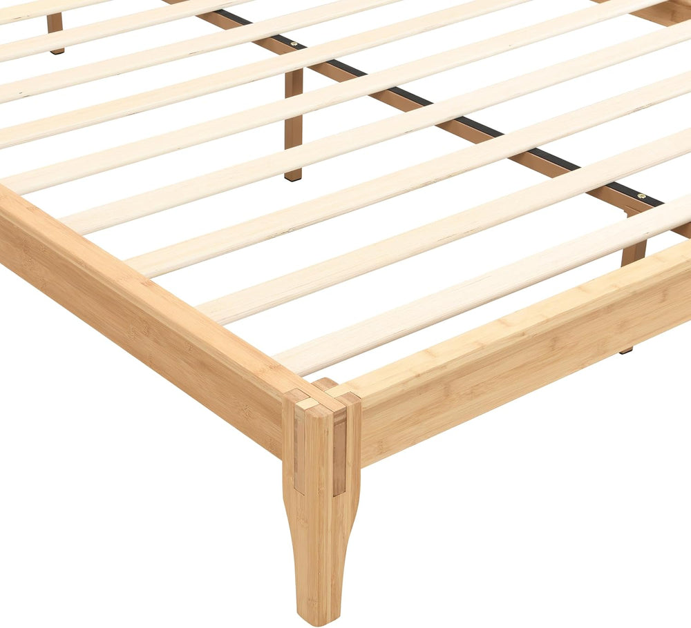 Merax Full Size Bamboo Japanese Joinery Bed Frame, Tools Free, Natural