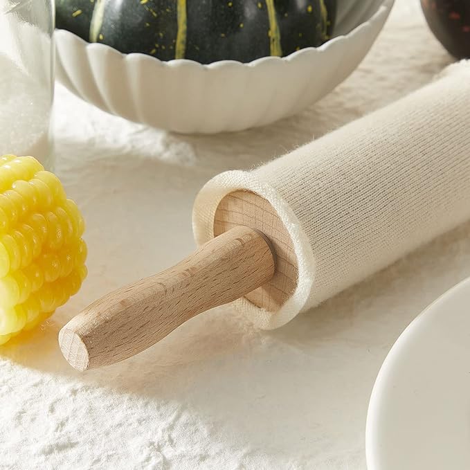 Patelai Set of 4 Rolling Pin Covers 14.96 x 1.97 Inch Cotton White Rolling Pin - Image 6