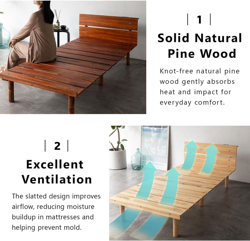 EMOOR Wood Slatted Floor Bed Frame OSMOS Plus Twin for Japanese Futon Mattres...