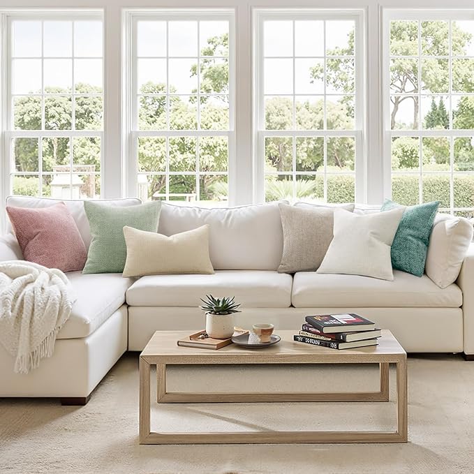 MIULEE Pack of 2 Couch Throw Pillow Covers 20x20 Inch Light Green Modern Boho - Image 2