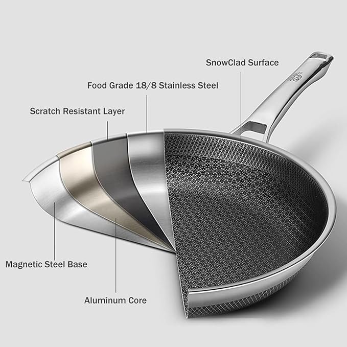 SNOWCLAD 3 Piece Hybrid Nonstick Pans Set, 8+10+12 Inch Nonstick Frying Pans Set - Image 4