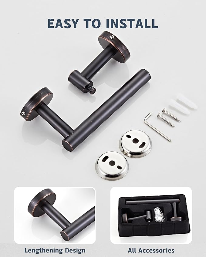 RARXTR Bronze Toilet Paper Holder SUS304 Stainless Steel Double Post Pivoting - Image 4