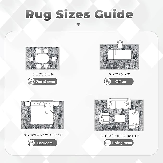 Area Rugs 10x14 Living Room: Washable Rug Modern Abstract Neutral Soft Non-Slip - Image 8
