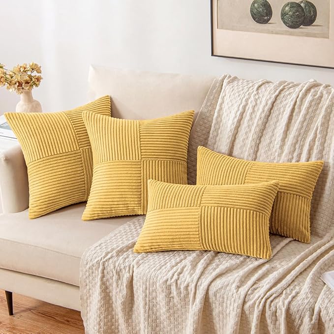 MIULEE Golden Mustard Decorative Throw Pillow Covers 16x16 Inch - Image 4