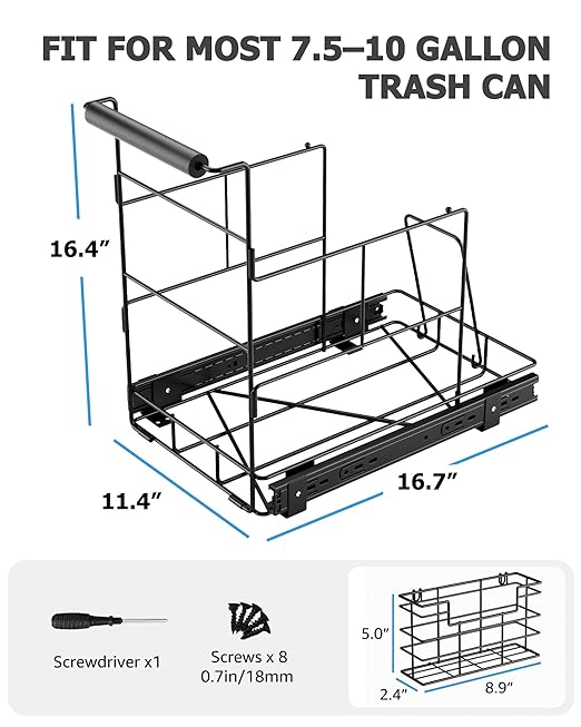 Bulado Pull Out Trash Can Under Cabinet, Under Sink Trash Can Kit