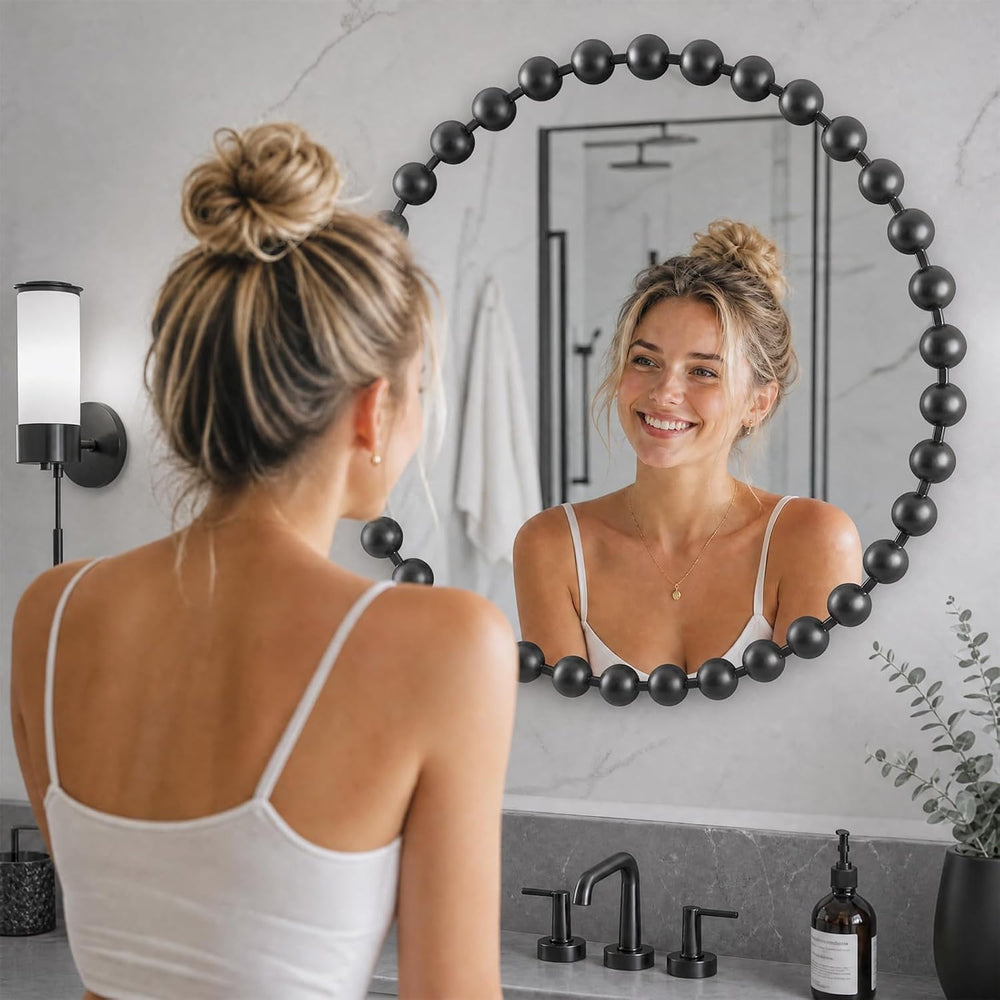 Madison Park 36 inch Black Round Mirror, Round Mirrors for Wall Decor, Metal ...