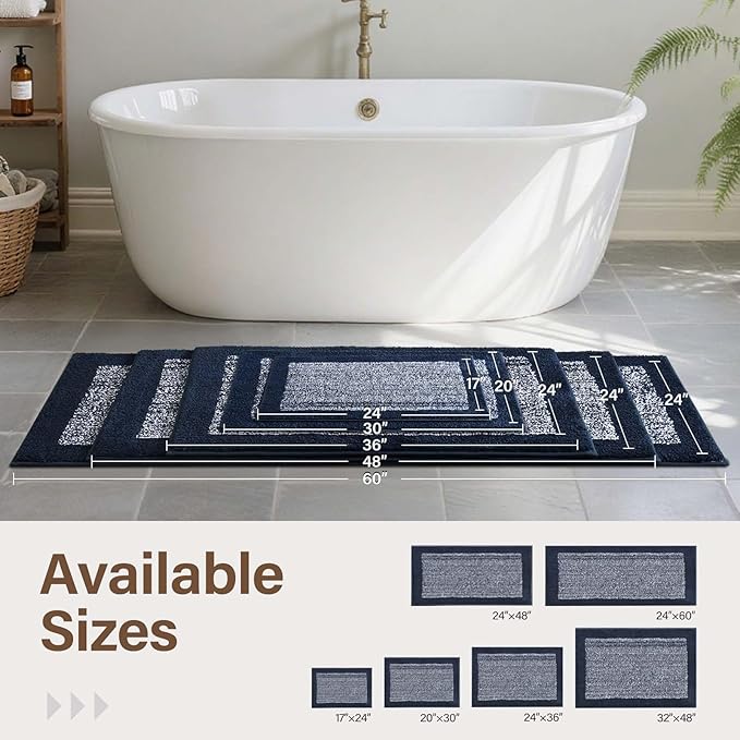 Bathroom Rugs 24x17 Non Slip Washable, Dark Blue Bath Mat - Image 6