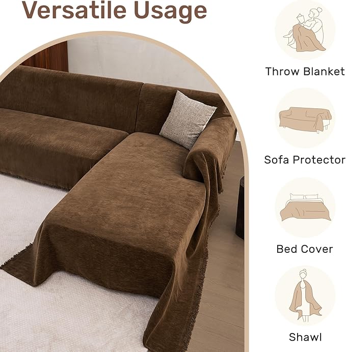 Sectional Couch Covers, 2 Pieces Washable L Shaped Couch Covers Sofa Blanket - Image 5